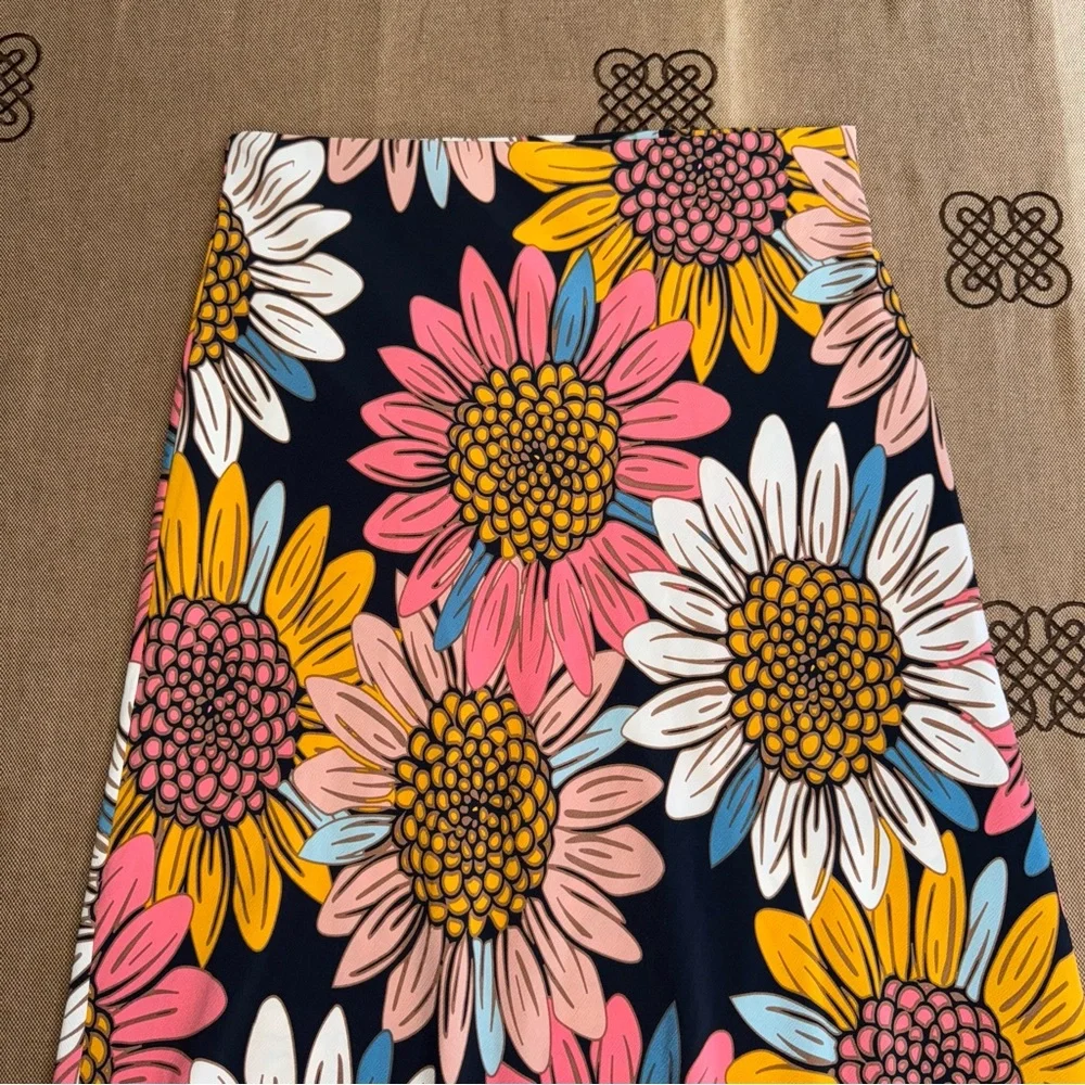 Rachel Zoe Multicolor Floral Print Elastic Waist A-Line Midi Skirt Size 2 - Picture 5 of 12